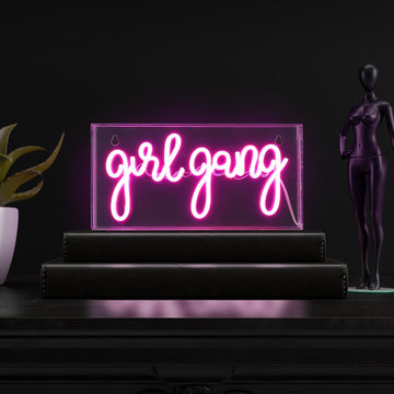 Girl Gang 11.88" Contemporary Glam Acrylic Box USB Operated LED Neon Light - JONATHAN Y